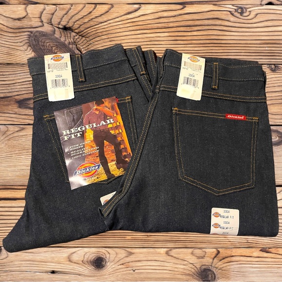 Mens Dickies Jeans 33x34 Regular Straight Fit Denim NWT Fits Over Boots - Picture 4 of 13